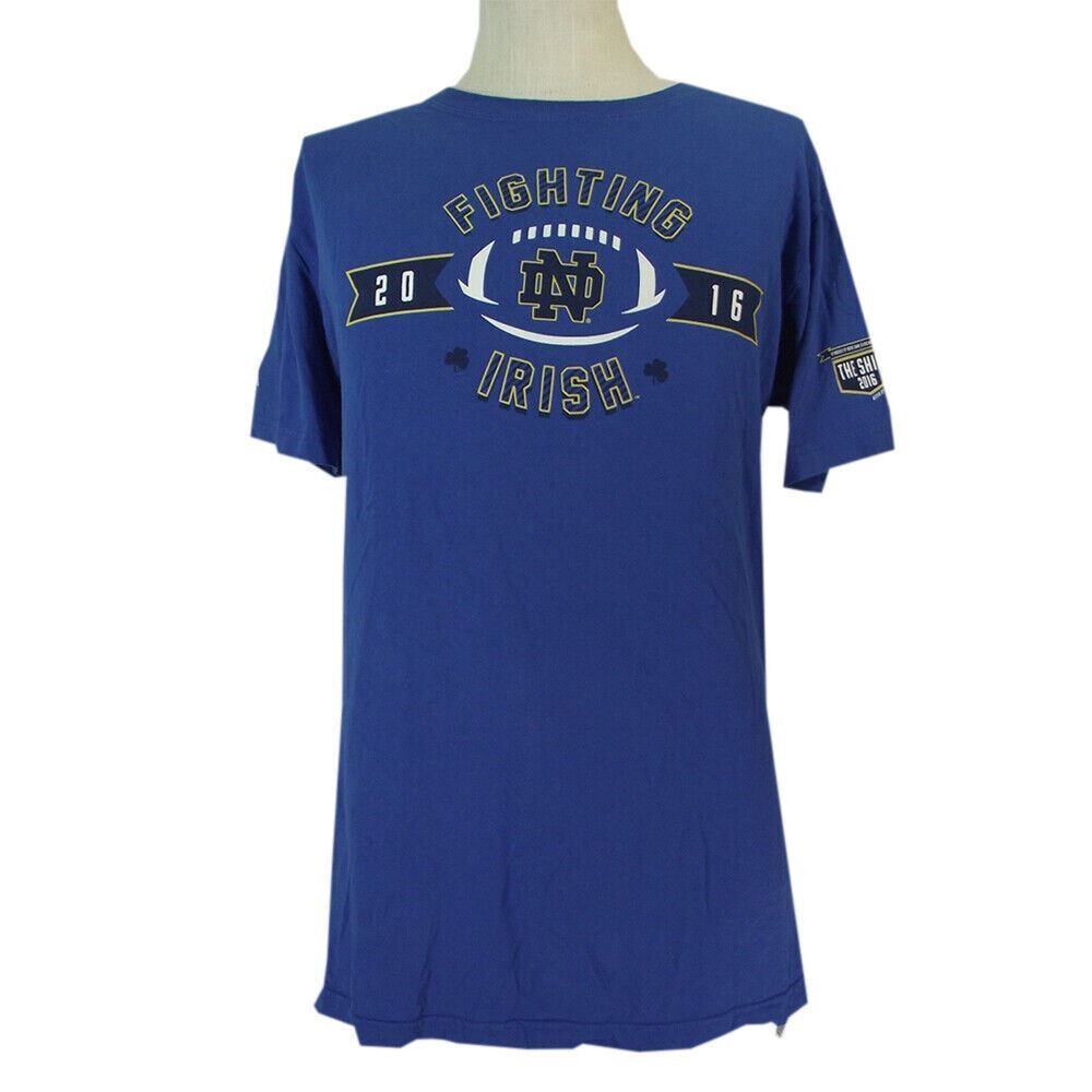 Notre Dame Fighting Irish Shirt Mens L Blue Short Sleeve Cotton‎ NCAA